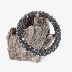 Vintage Rare Black Twisting Swirl Mesh Bangle Bracelet